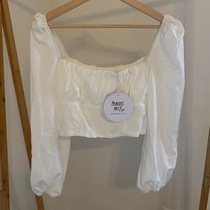 PRINCESS POLLY puffy long sleeve crop top Ariah